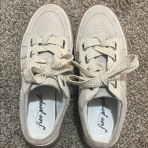 Free People Beige and Cream Sneakers
